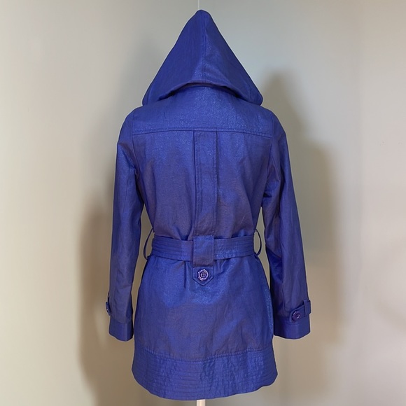 A.Y.K. GIRLS SHIMMER PERIWINKLE PURPLE TRENCH COAT - Picture 6 of 15